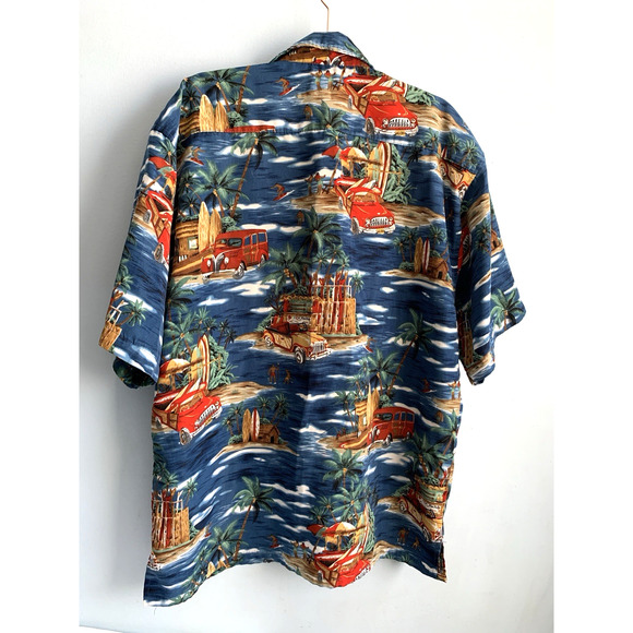 ALOHA JOE Hawaiian Shirt Surf Boards Aloha Tiki Vtg Mens Large LG Sh Sleeve Blue - Picture 9 of 13